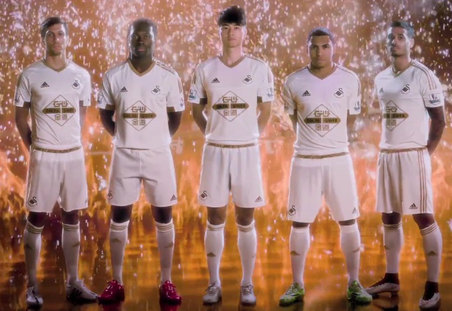 Swansea players showcase new shirt (swansdirect.com)